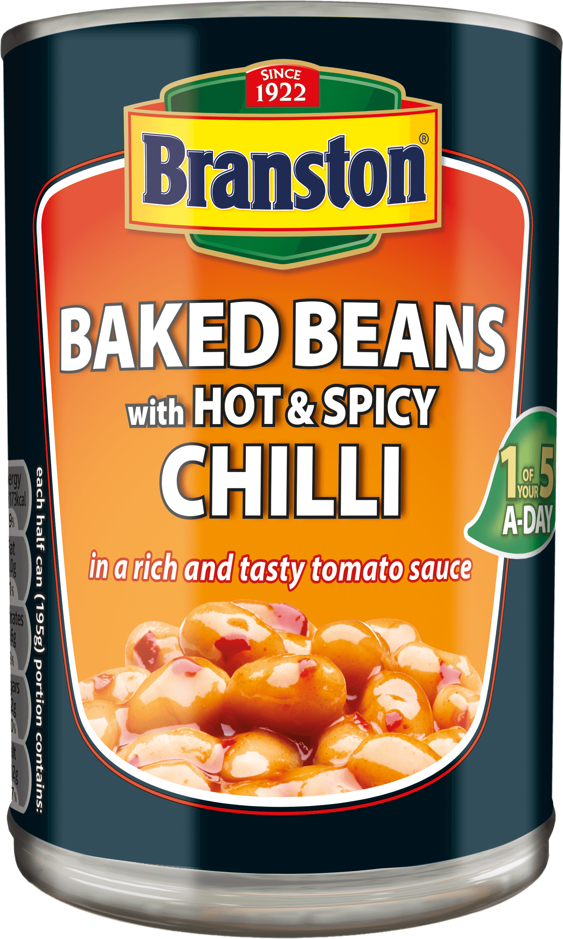 Branston Baked Beans With Hot And Spicy Chilli 390g (3512x4068), Png Download