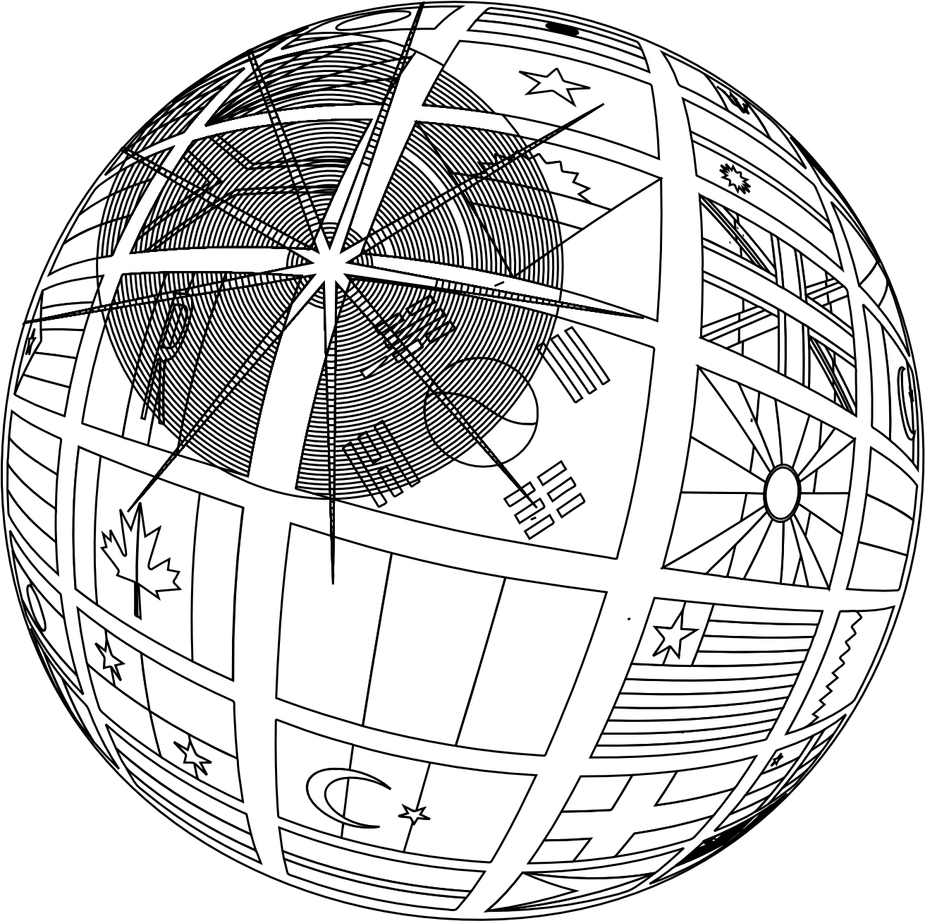 Globe-line Art - Clipart Library - Clip Art (1331x1324), Png Download