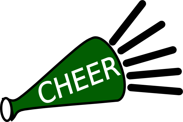 Cheer Megaphone Clipart - Cheer Pom Poms Green And White (600x400), Png Download