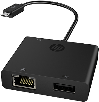 Hp Micro Usb To Usb/ethernet Adapter - Micro Usb To Ethernet (474x356), Png Download