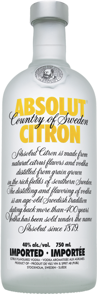 Absolut Citron - Absolut Citron 750 Ml (250x601), Png Download