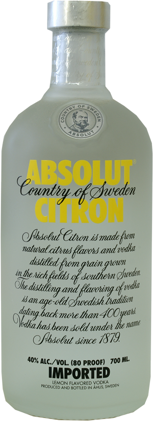 Absolut Citron - Absolut Vodka (681x1024), Png Download