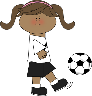 Girl Kicking Soccer Ball - Kicking A Ball Clipart (386x400), Png Download