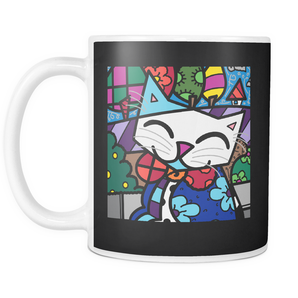 Colorful Cute Kitty Cat Mug - Romero Britto Artworks Cat (1024x1024), Png Download