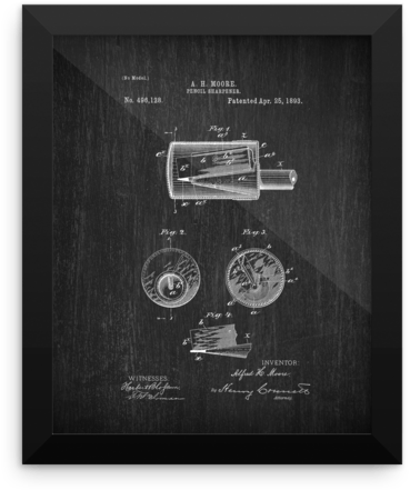 Pencil Sharpener Print, Framed - Monochrome (600x600), Png Download
