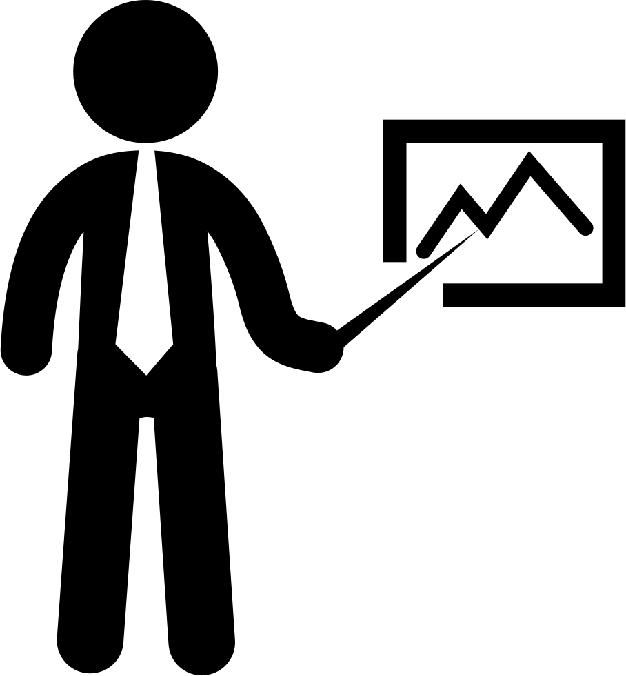 Business Man Pointing A Stats Graphic Comments - ิี Business Icon Png (908x981), Png Download