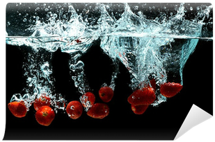 Strawberry Fruit Splash On Water Wall Mural • Pixers® - Strawberry (400x400), Png Download