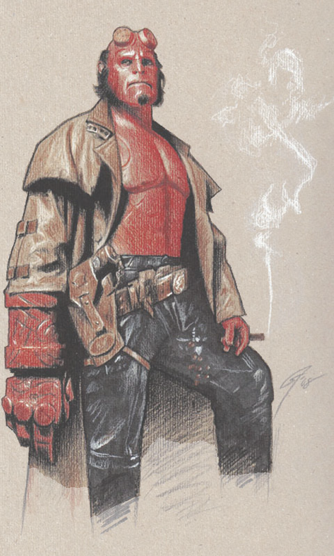 Phone - Hellboy Drawing Cigar (480x800), Png Download