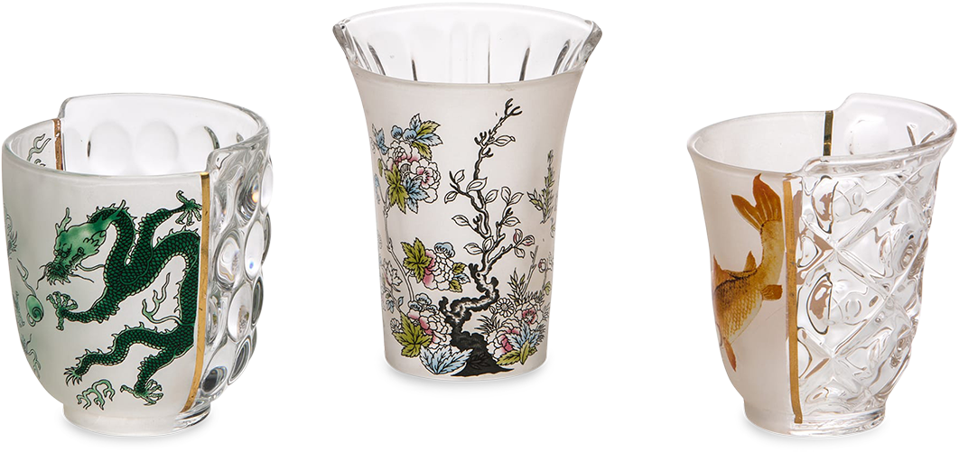 Seletti Hybrid Collection, Aglaura Drinking Glasses - Seletti Hybrid Aglaura Glass, Set Of 3 (1200x1099), Png Download