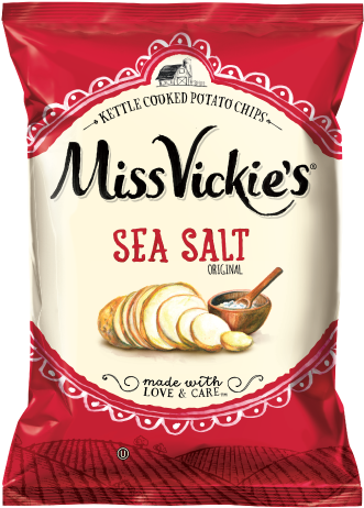 Miss Vickie's Kettle Cooked Potato Chips Sea Salt - Miss Vickie's Salt And Vinegar Chips (334x483), Png Download