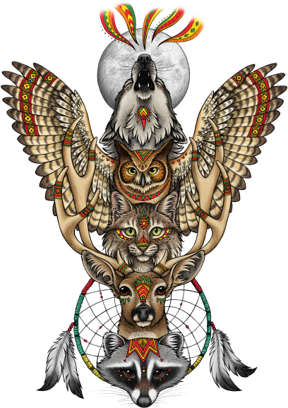This Illustration Was Inspired My Native American Totem - Totem Illustration (428x600), Png Download