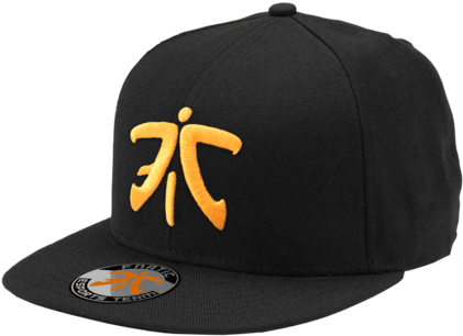 Fnatic Flat Brim Cap, Black Logo, Black (600x450), Png Download