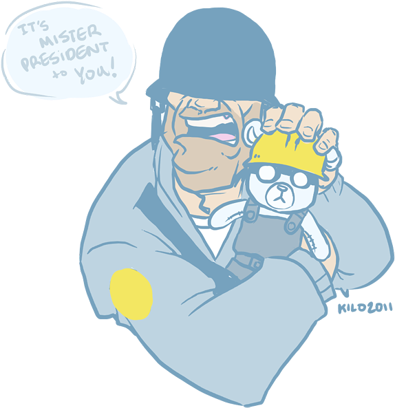 , Soldier-teddy ) - Soldier And Engineer Tf2 (600x608), Png Download