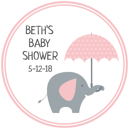 Baby Shower Elephant With Umbrella (450x450), Png Download