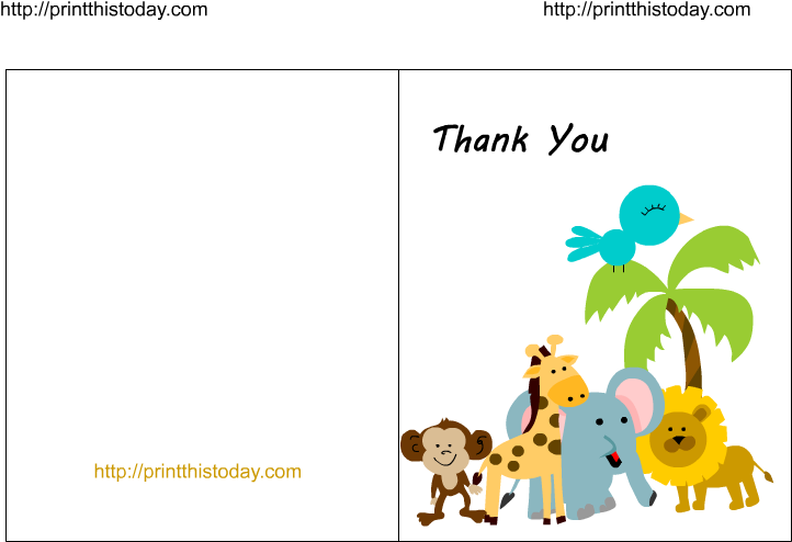 Baby Shower Thank You Cards Printable - Jungle Baby Shower Png (792x576), Png Download