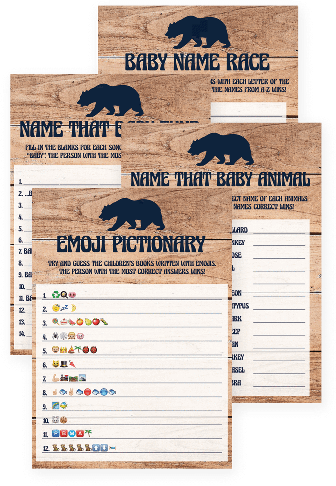 Woodland Baby Shower Games Bundle By Littlesizzle - Baby Shower (819x1024), Png Download