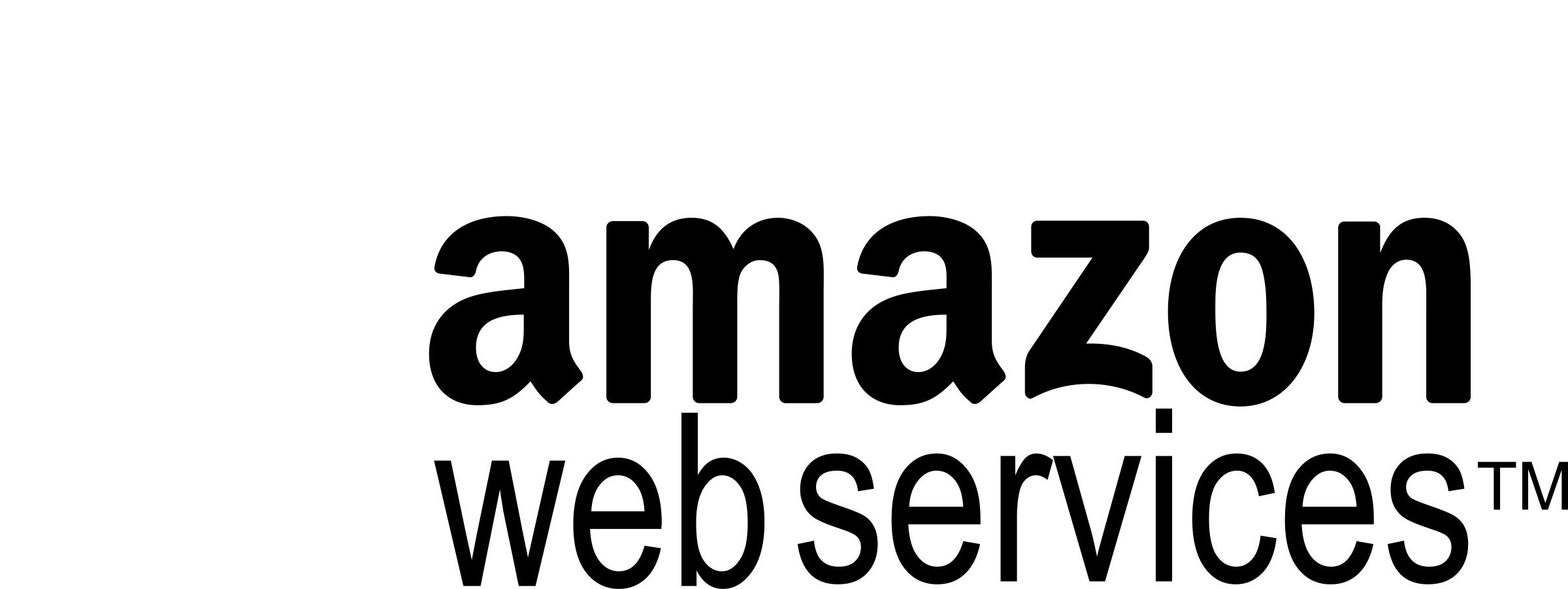 Amazon Web Services Logo Black And White - Amazon Web Services Svg (2400x901), Png Download