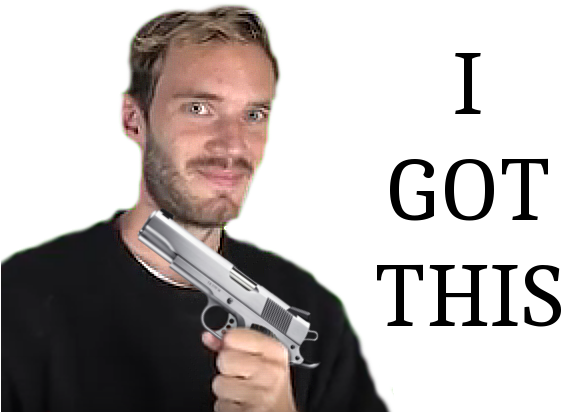 View Pewdie Got A Gun , - Trigger (595x419), Png Download