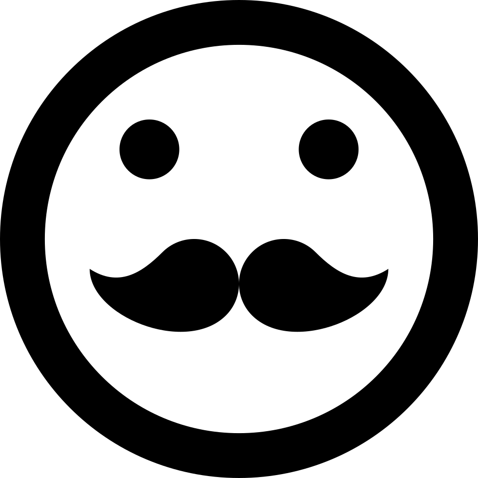 Hipster Emoticon Smiley Mustache Face Comments - Sad Smiley Black And White (980x980), Png Download