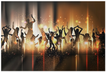 Party Sound Background Illustration With Dancing People - Lslya Wooden Wireless Speaker Portable Stereo Nfc Speaker (400x400), Png Download