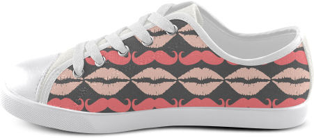 Pink Gray Hipster Mustache And Lips Canvas Kid's Shoes - Skate Shoe (500x500), Png Download