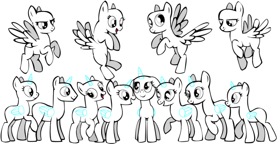 Maybe Doing A Group Shot Don't Ask Me In The Comments - Pony Group Base Ms Paint (900x495), Png Download