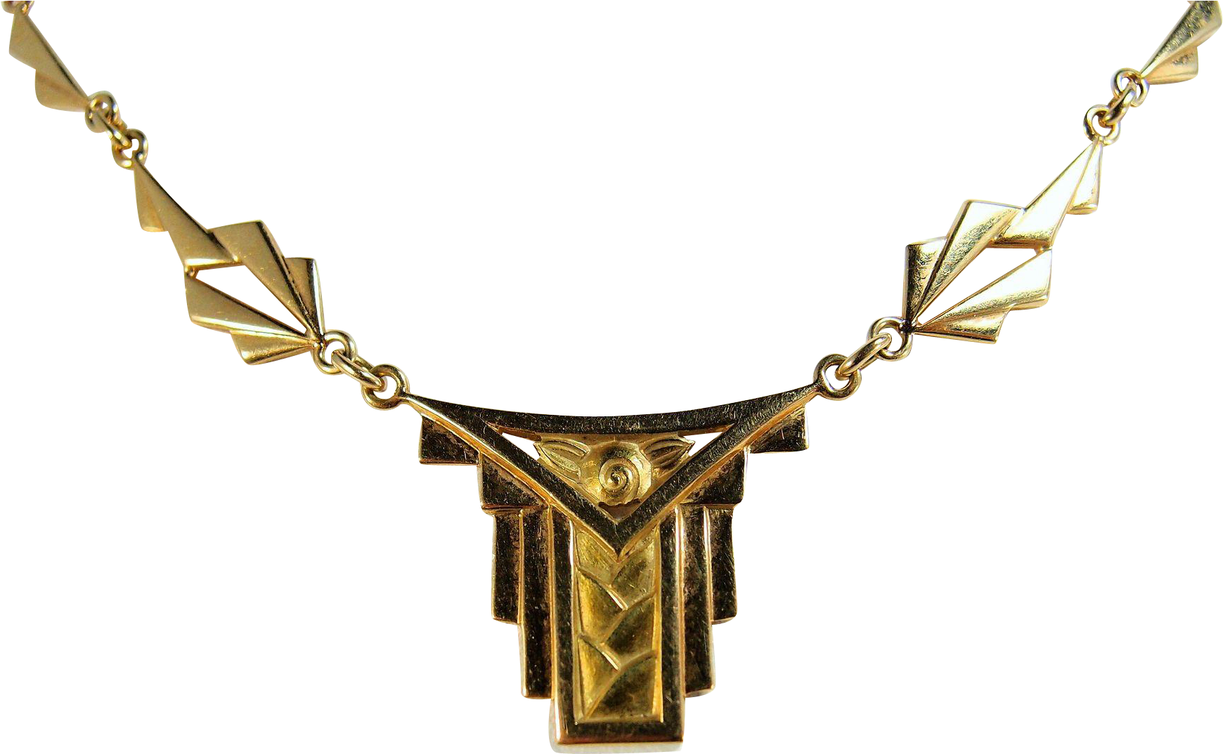 Art Deco 18k Solid Gold Necklace, French Stamped Gold - Choker (1739x1739), Png Download
