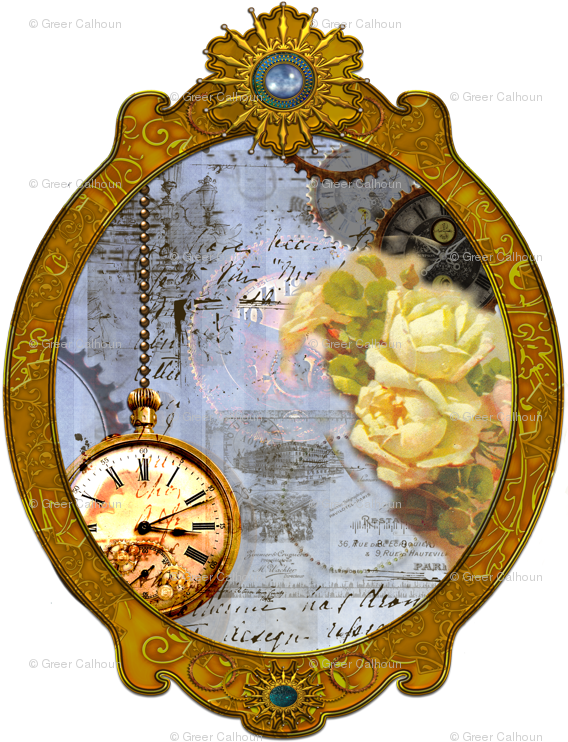 Zazzle Steampunk Time & Yellow Roses Key Ring (569x753), Png Download