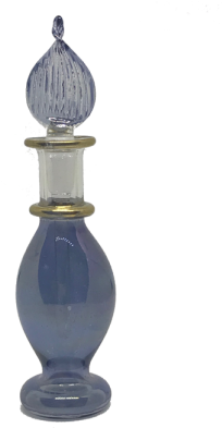 Mini Blue Gold Rimmed Hand Blown Glass Anointing Oil - Trophy (400x394), Png Download