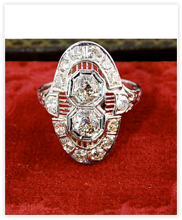 White Gold Filigree Vintage Ring - Gold (373x448), Png Download