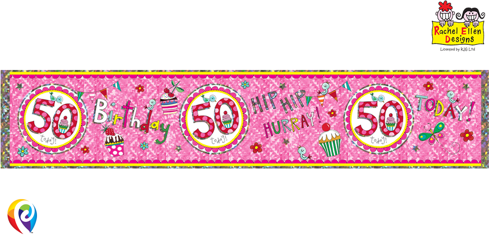 Rachel Ellen Extra Wide - Rachel Ellen Age 50 Perfect Pink Foil Banner (1) (1000x500), Png Download