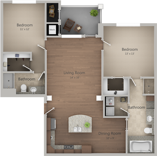 2d Floor Plan Images - Floor Plan (1000x550), Png Download