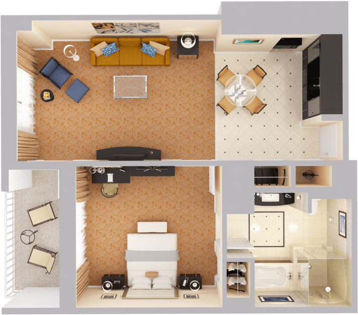 Deluxe Suite With Balcony - Plaza Landmark (1024x768), Png Download