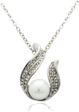 18k White Gold Plated Wings Angel Pearl Jewellery Set - Necklace (380x380), Png Download