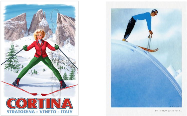 Vintage Poster Slides6 - Vintage Skiing Posters (1000x500), Png Download