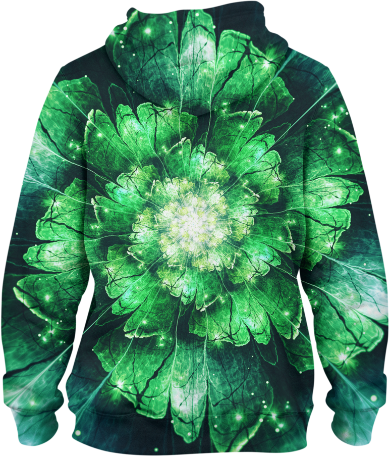 Green Flowers Pullover Hoodie - Floral Design (1024x1024), Png Download