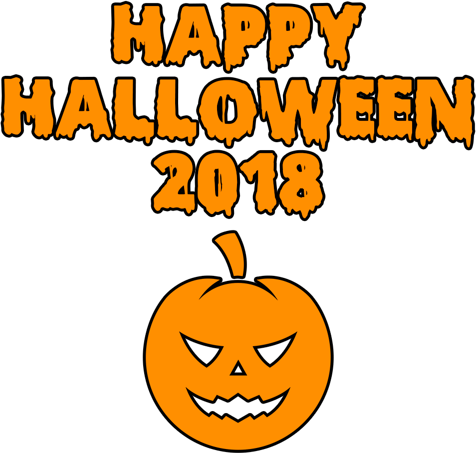 Happy Halloween 2018 Scary Round Pumpkin Bloody Font - Halloween 2018 Png (1000x1000), Png Download