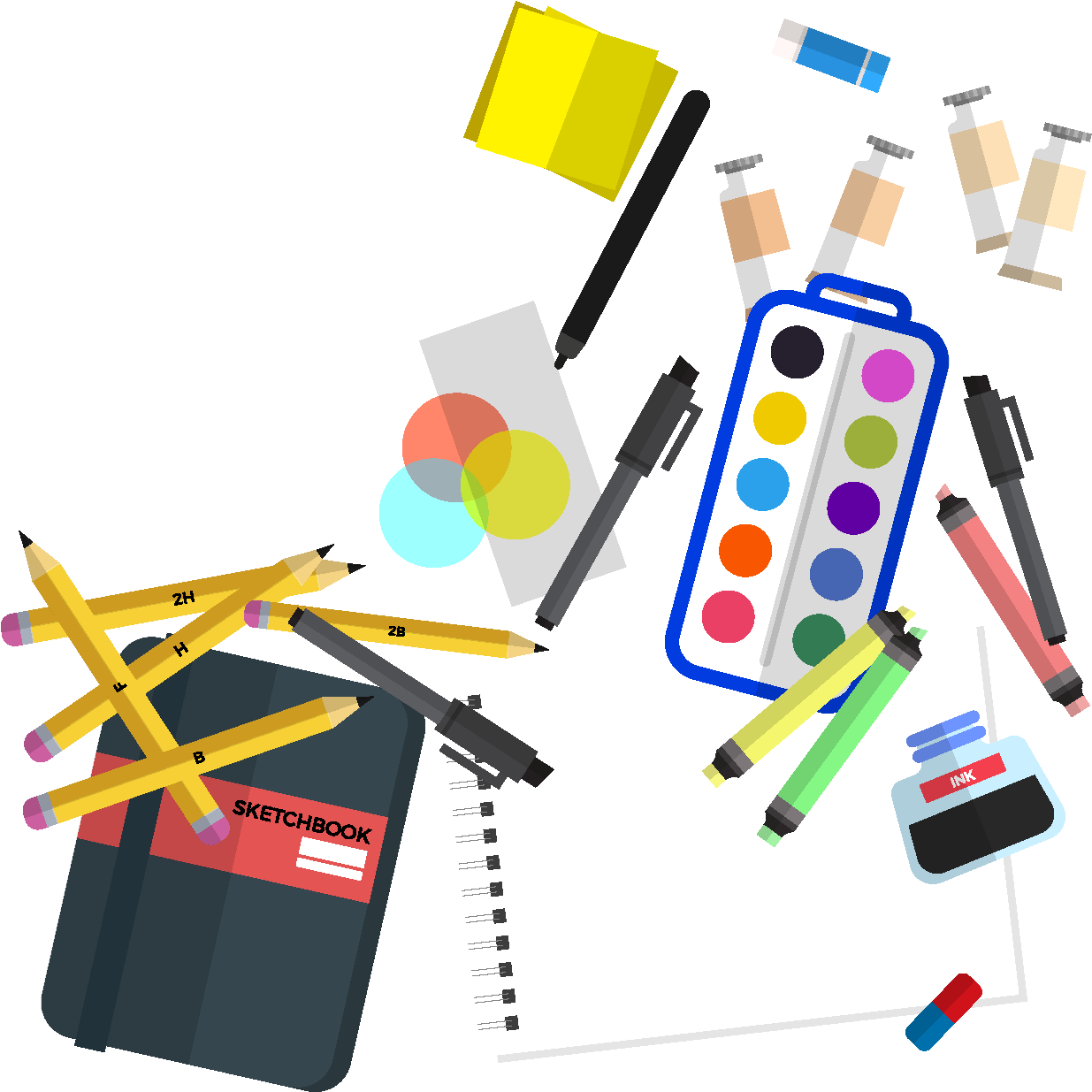 Cartoon Pencil Coloring Pen Element - Objetos Artisticos (1772x1378), Png Download