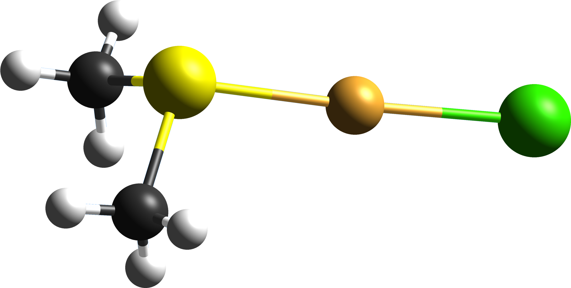 Chloro Gold(i) From Xtal - Ball And Stick Model Of Gold (2150x1159), Png Download