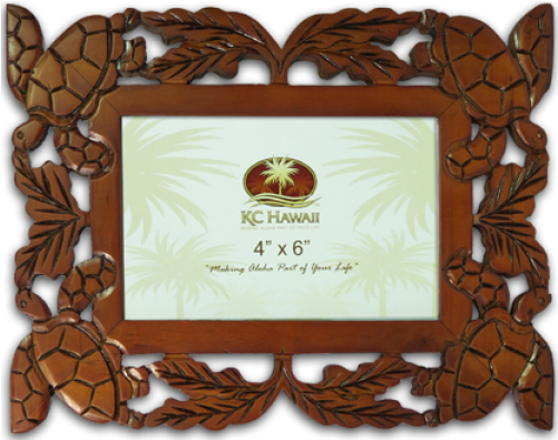 Honu Carved Wood Frame 4" - Honu Wood Carved Picture Frame 4" X 6" (500x500), Png Download