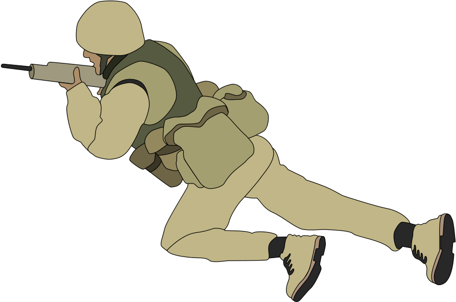 Soldier Clipart German Soldier - Cartoon Soldier With Gun (900x604), Png Download