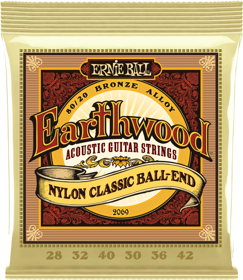 Ernie Ball Earthwood Folk Nylon, Clear & Gold Ball - Ernie Ball Extra Light (1000x1000), Png Download