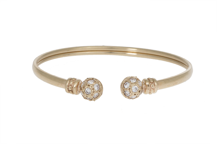 Gold Diamond Ball Bangle (700x700), Png Download