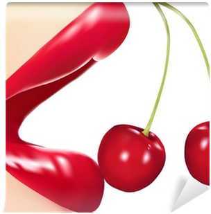 Glamour Red Gloss Lips With Cherries - Cherry (400x400), Png Download