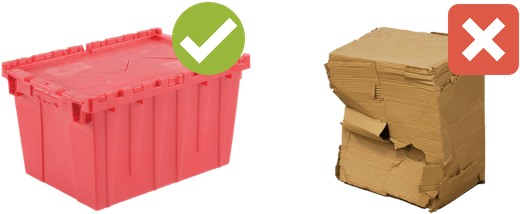 Plastic Totes Vs Cardboard Boxes - Rent Plastic Moving Boxes - Rpm Boxes (580x250), Png Download