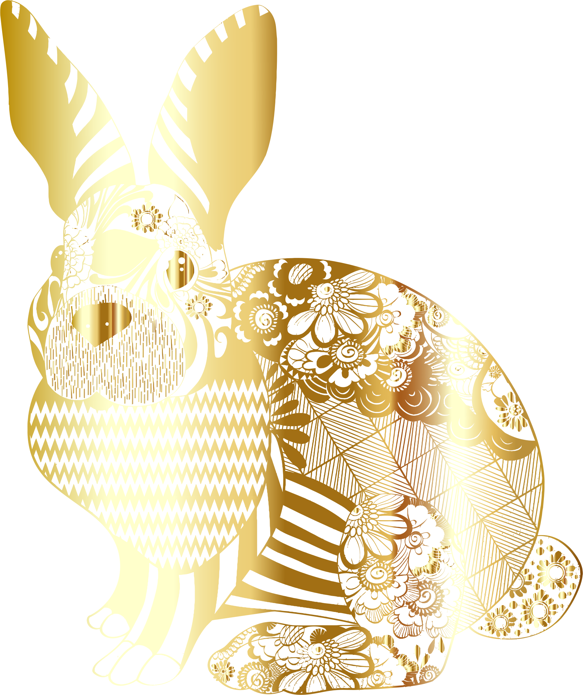 This Free Icons Png Design Of Gold Floral Rabbit No (1874x2234), Png Download