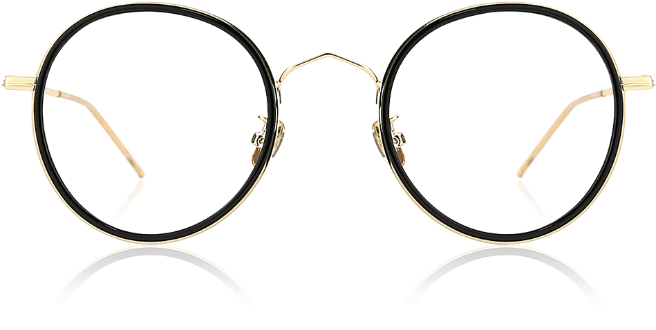 Round Vintage Prescription Eyeglasses With Black&golden - Circle (1000x1000), Png Download