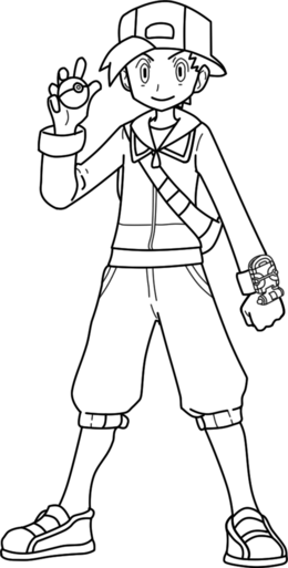 Download Pokemon Ethan Drawing Clipart Pokémon Gold - Pokemon Trainer Gold Drawing (260x513), Png Download