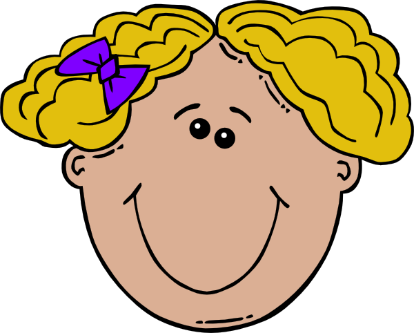 How To Set Use Blonde Haired Girl Clipart - Girl Happy Face Cartoon Black And White (600x482), Png Download