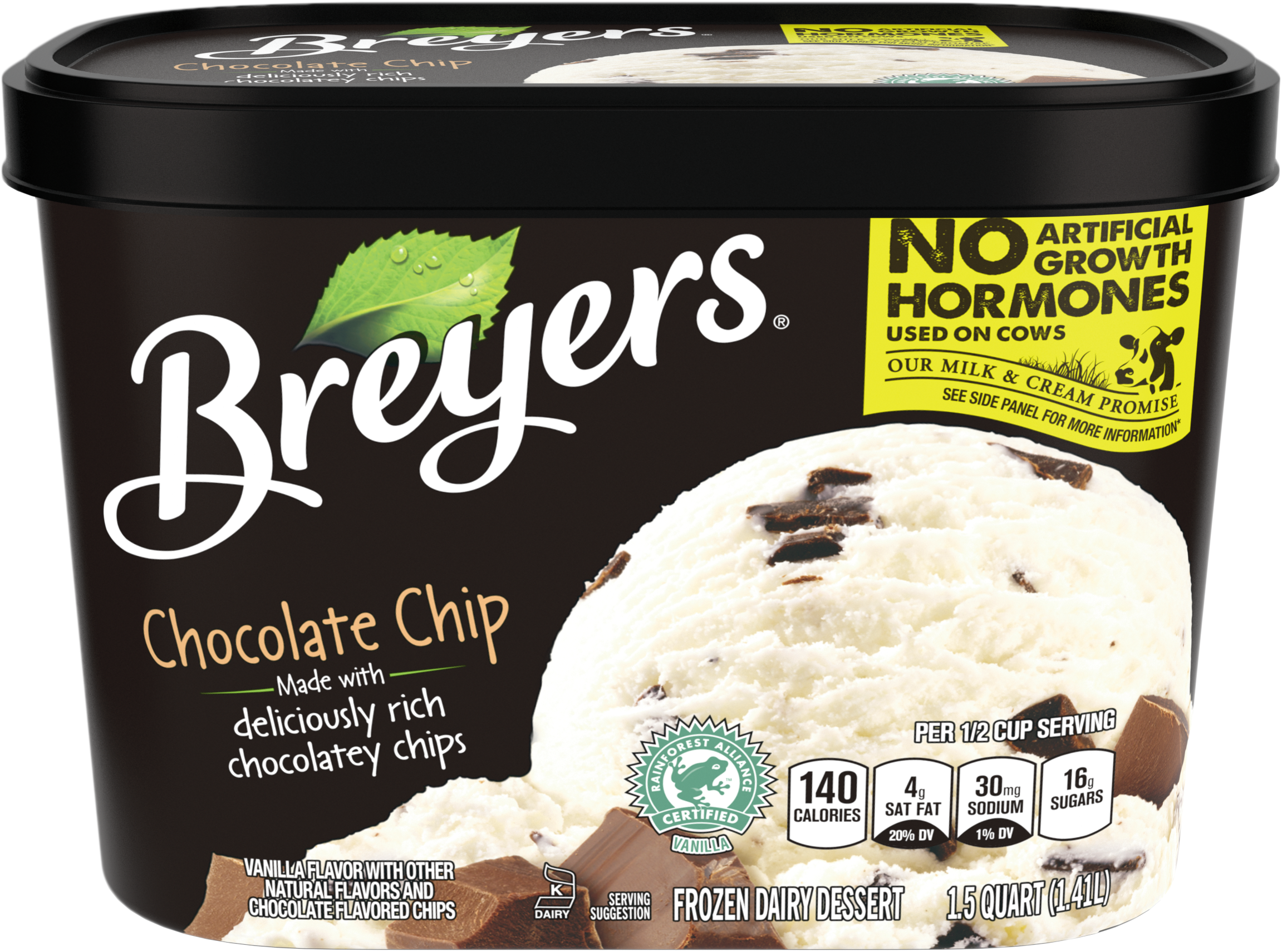 A 48 Ounce Tub Of Breyers Chocolate Chip Simple Pack - Breyers Vanilla Ice Cream (2365x2365), Png Download